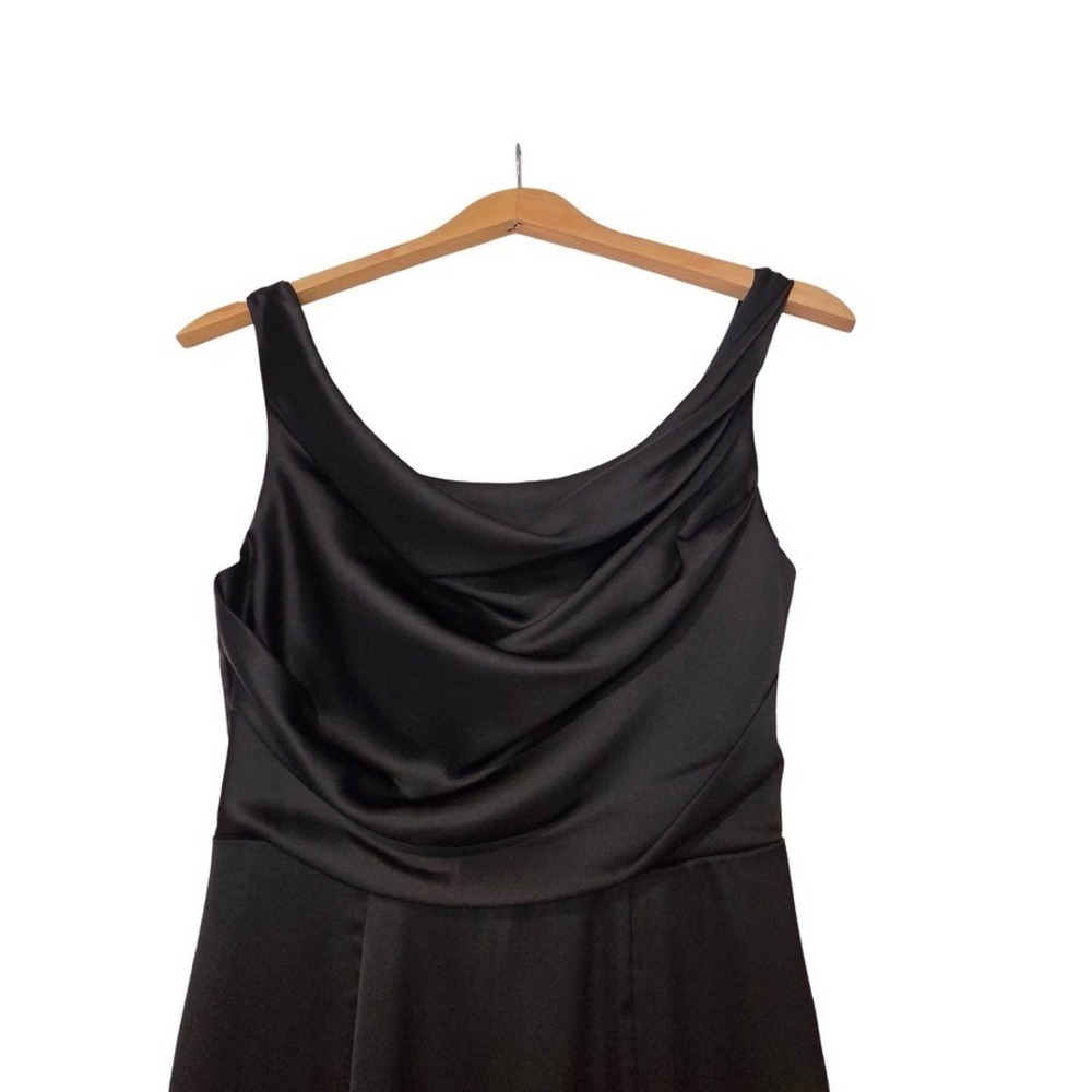 Formal Satin Dress Black Cowl Neck Side Slit Gown Women Small - Picture 5 of 6